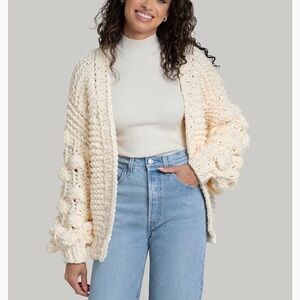 SAACHI Cream Chunky Knit Cardigan